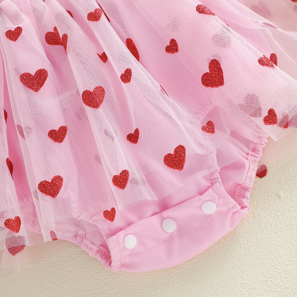 Hey Darlin' Heart Print Romper Dress for Baby Girls