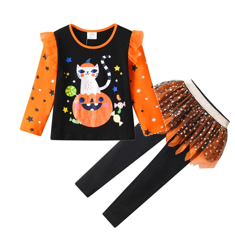 Peek-a-Boo Kitty Pumpkin Outfit for Girls
