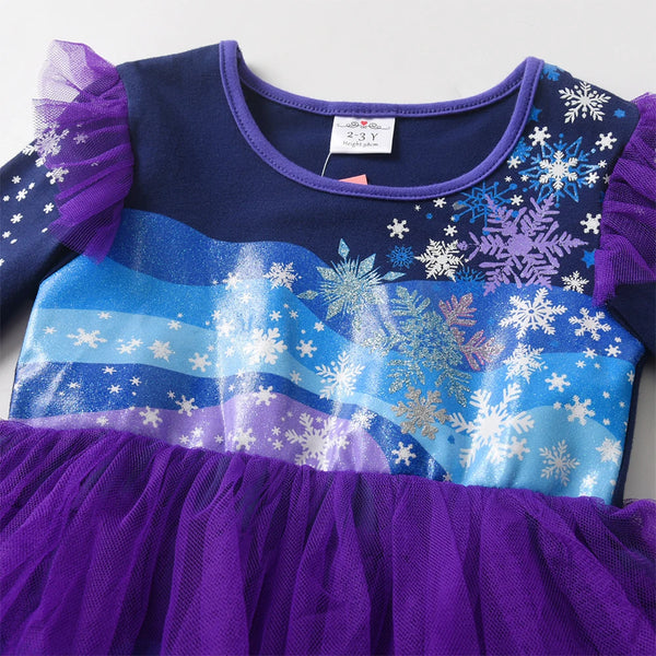Sparkly Snow Day Long Sleeve Tulle Twirl Dress