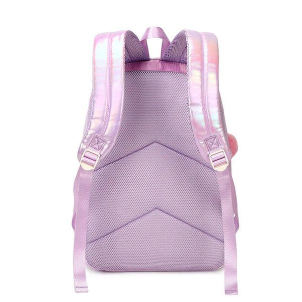 Iridescent Diamonds Geometric Pattern Backpack Set