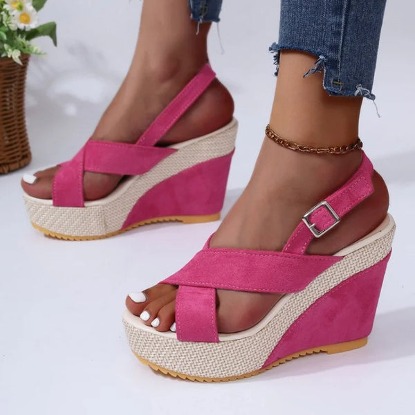 Cheeky Pinky Hot Pink Platform Wedge Sandals for Women & Teens