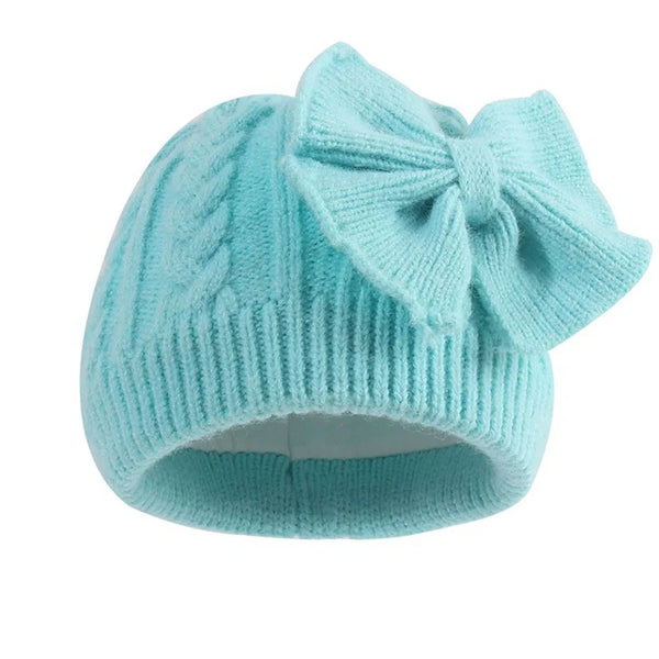 Cutie Boo Cable Knit Baby Beanie with Bow