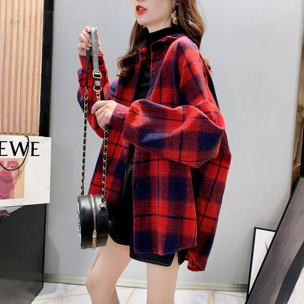 Plaid Lightweight Longline Shacket for Women