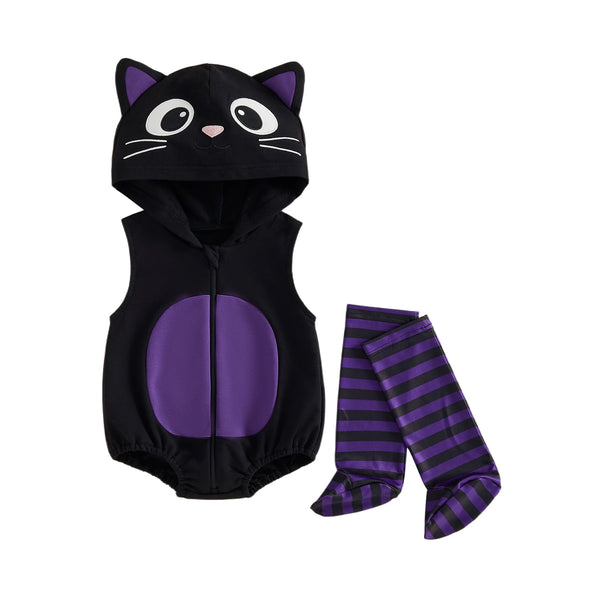 The Cat, The Gourd, & The Bat Romper Costume Sets for Baby & Toddler Girls