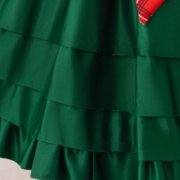 The Holly Green Satin Dressy Holiday Dress for Little Girls