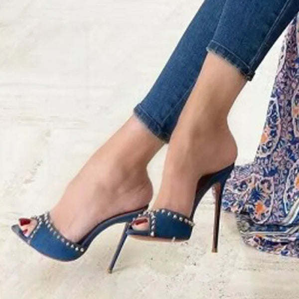 Dolly Rhinestone Peep-Toe Stiletto Heels