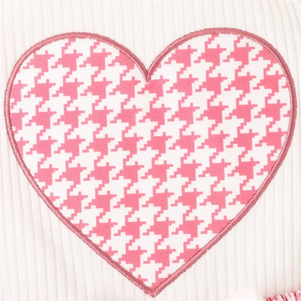 The Pink Houndstooth Heart Outfit for Baby Girls