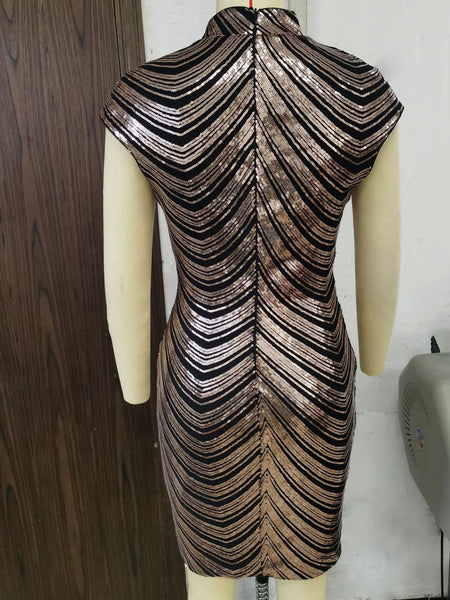 Essex Sequin Chevron Cap Sleeve Cocktail Dress for Women