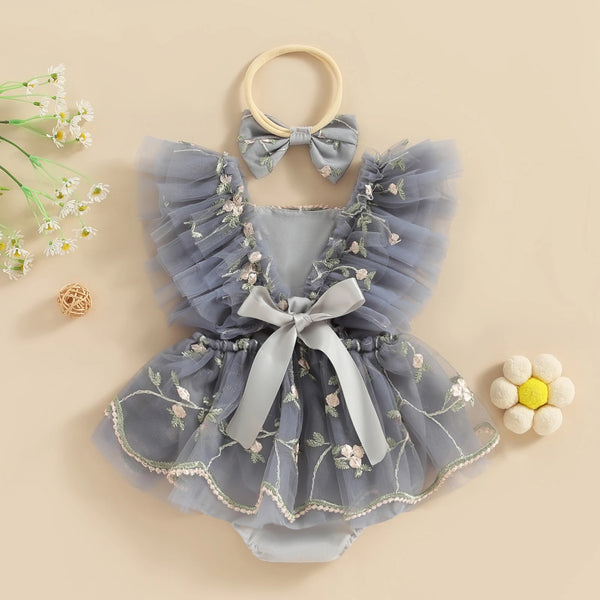 Nadine Princess Romper Dress with Matching Headband