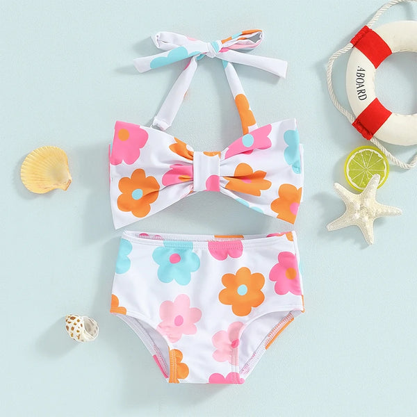 Put a Bow On Retro Two Piece Bikini for Toddler & Little girls