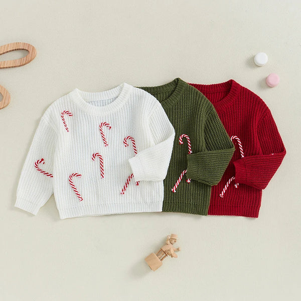 Candy Canes Oversized Holiday Sweater for Baby & Toddler Girls