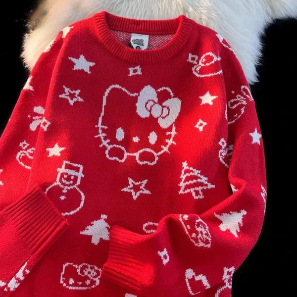 Hello Kitty Over-Sized Holiday Sweater for Teens & Women