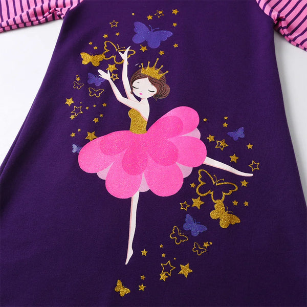 Pretty Ballerina Princess Hooded Shift Dress for Toddlers & Little Girls