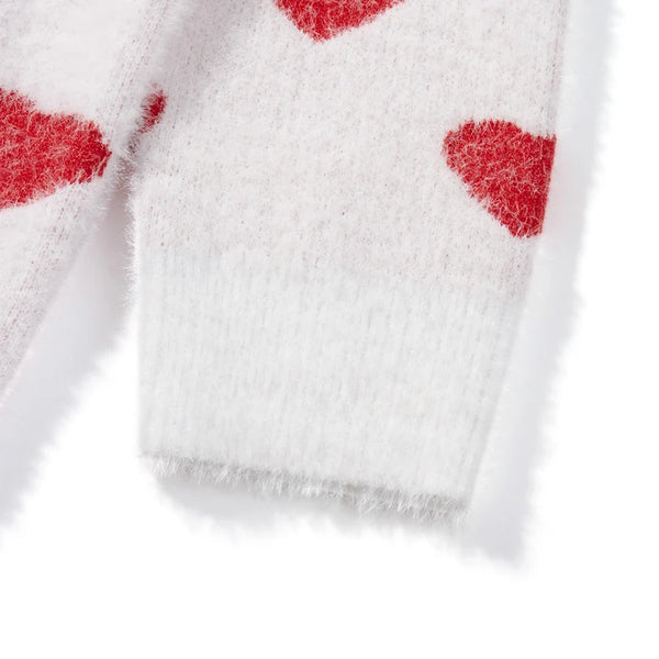 Momma & Me Open Front Super Soft Heart Print Cardi with Pockets