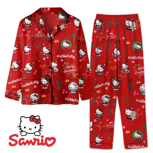 Hello Kitty Soft Satin Christmas Pjs for Women, Teens & Girls