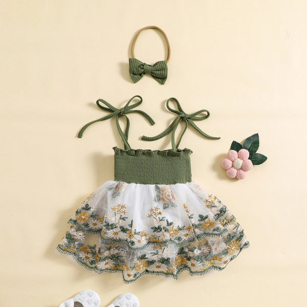 Ellie Floral Romper Dress for Baby Girls