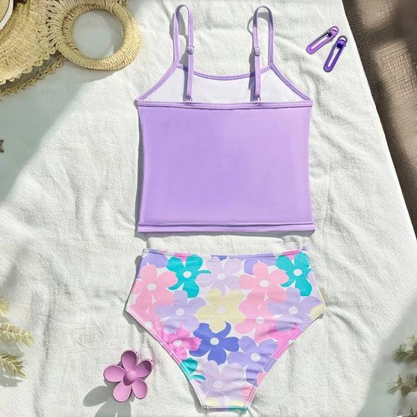 Flower Goals Lavender Ruffles Tankini for Girls & Tweens