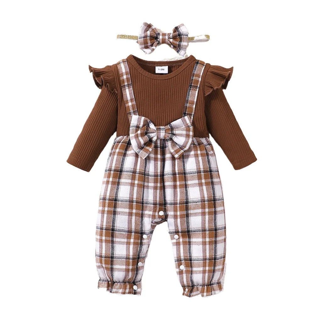 Emily Flutter Sleeve Plaid Romper Outfit for Baby Girl