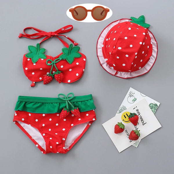 My Little Strawberry 3-Piece Swimwear Set for Toddler Girls