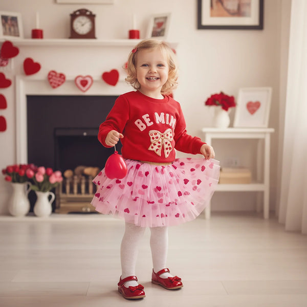 Be Mine Top + Tutu Heart Outfit for Baby & Toddler Girls