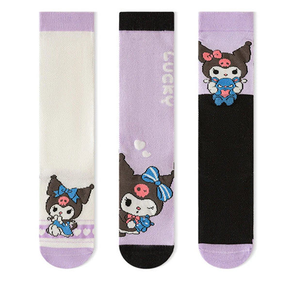 3 Pack: Hello Kitty™, Cinnamoroll™, Kuromi™ or MyMelody™ Knee High Socks for Girls