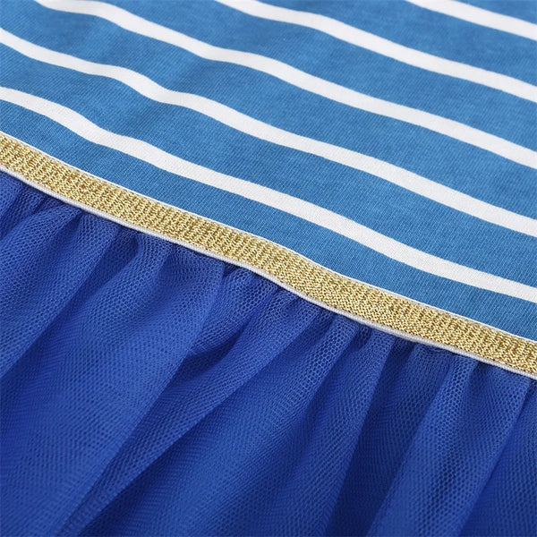 Blue Hummingbird Striped Tulle Twirl Dress