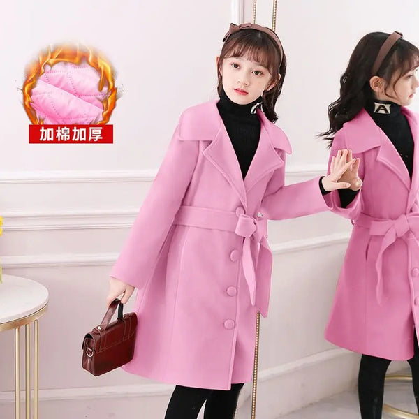 Maria Longline Dressy Wool Blend Coat for Girls