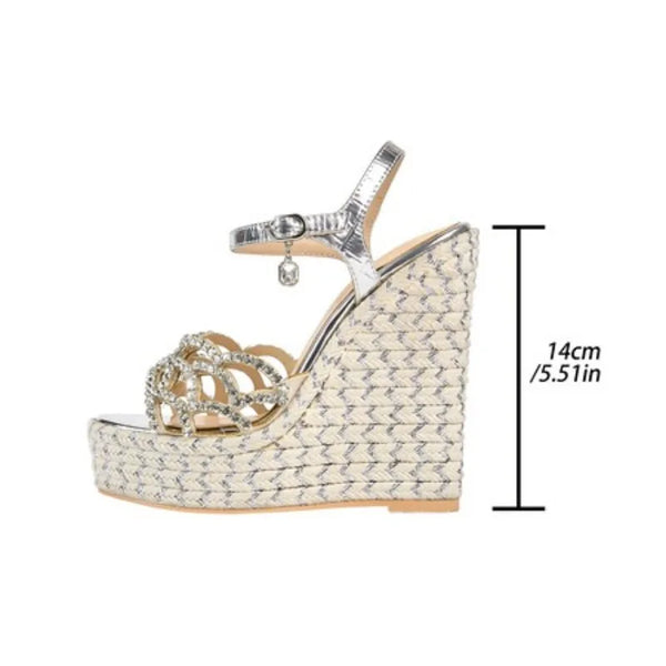 Pretty Metallic Rhinestone Glam Wedges