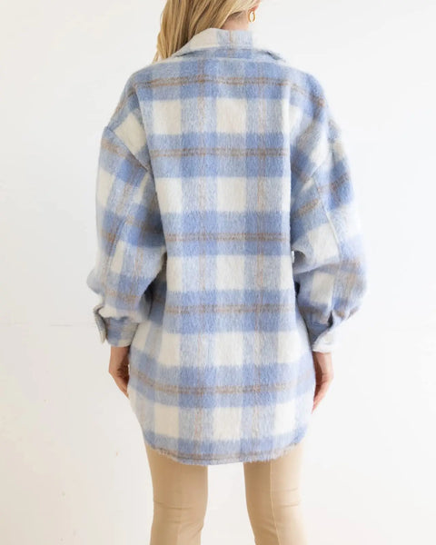 Gwynnie Plaid Brushed Heavy-weight Polyknit Shacket for Women