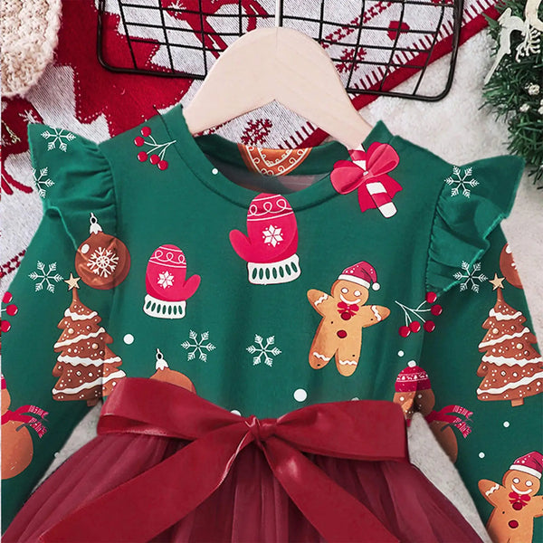 Christmas Baking Flutter Sleeve Dress for Toddlers & Little Girls