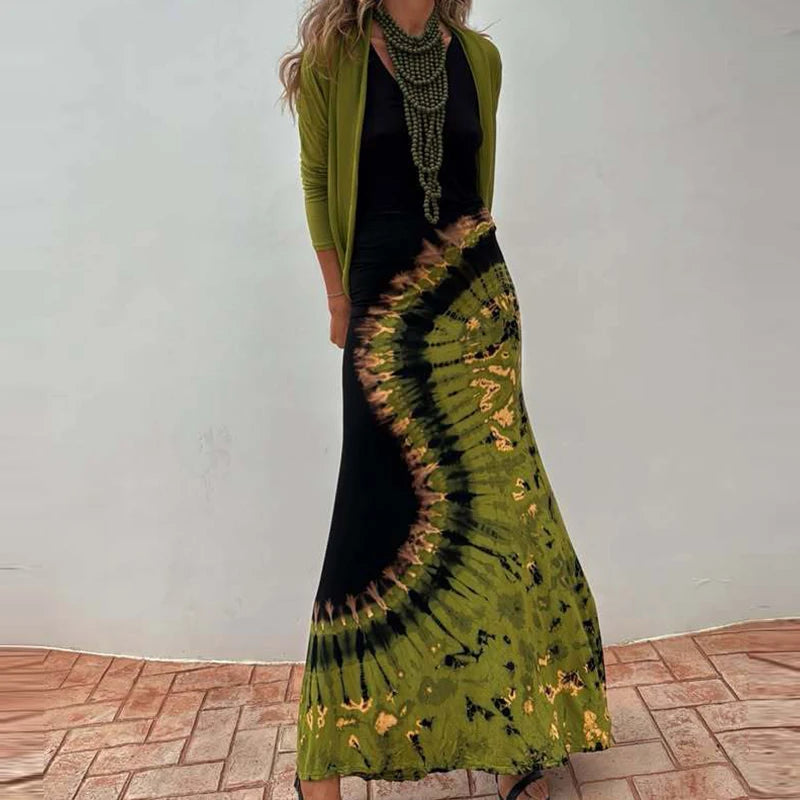 Amira Strappy Backless Soft Black Tie Dye Maxi for Women & Teens