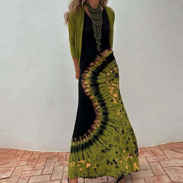 Amira Strappy Backless Soft Black Tie Dye Maxi for Women & Teens
