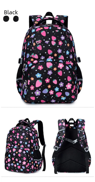 Strawberry Meadow 3-piece Backpack Set in Black
