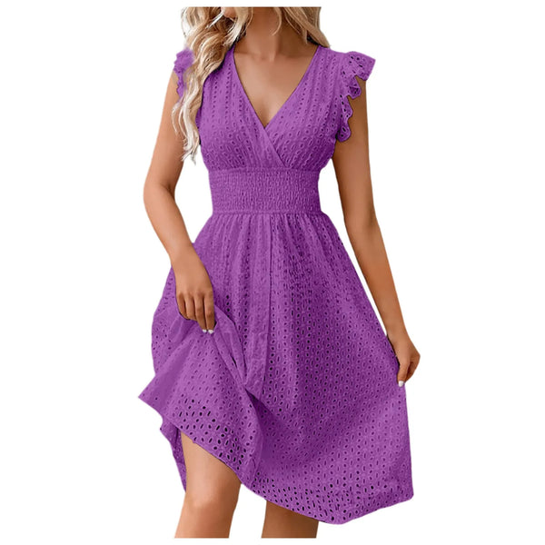 Sara V-Neck Eyelet Dress