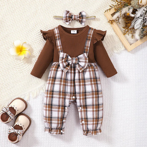 Emily Flutter Sleeve Plaid Romper Outfit for Baby Girl