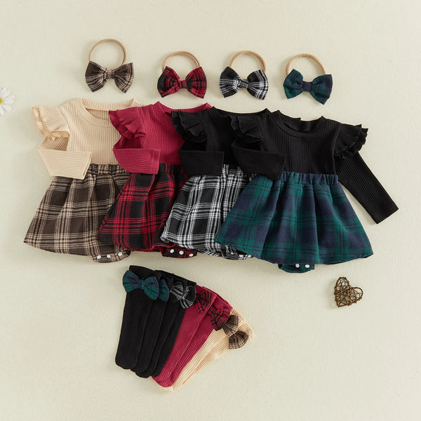 Phillipa Plaid 4-Piece Outfit Set for Baby & Toddler Girls