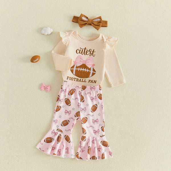 Cutest Football Fan 3-Piece Outfit for Baby & Toddler Girls