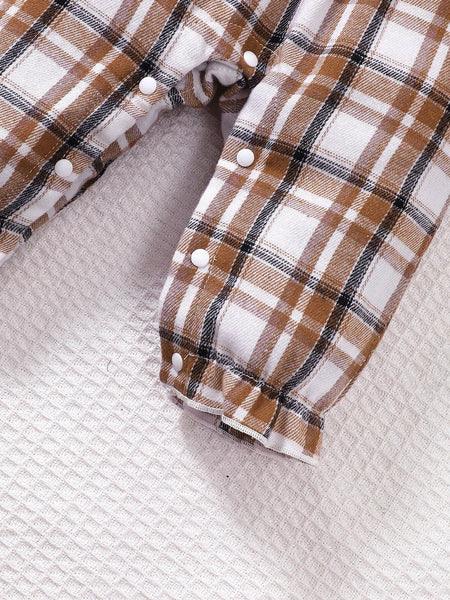 Emily Flutter Sleeve Plaid Romper Outfit for Baby Girl