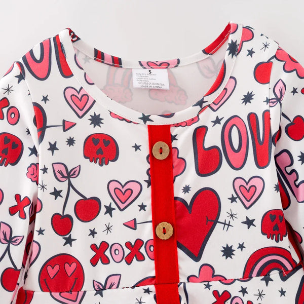 Cutie Hearts Print Twirl Dress with Pockets