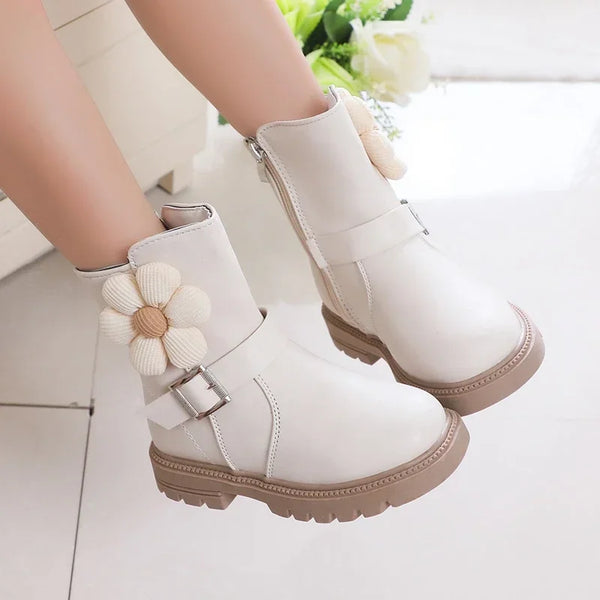 Flower Power Faux Leather Boots for Girls