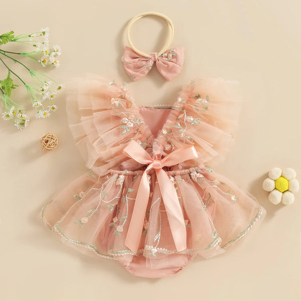 Nadine Princess Romper Dress with Matching Headband