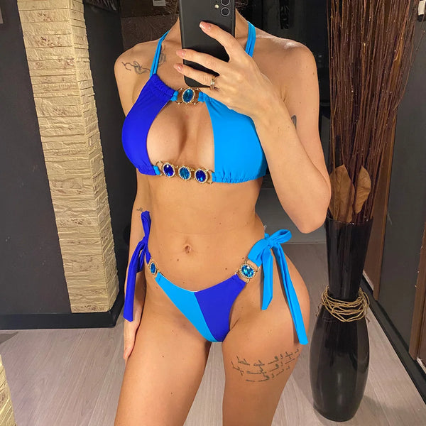 Jewel Girl Halter Side Tie Bikini for Women-More Colors!