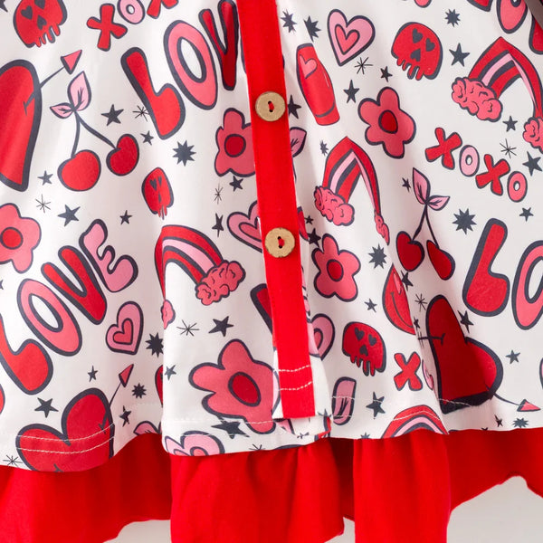 Cutie Hearts Print Twirl Dress with Pockets