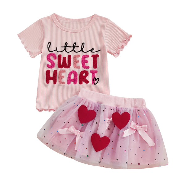 Little Sweet Heart Top & Tutu Skirt Set for Baby & Toddler Girls