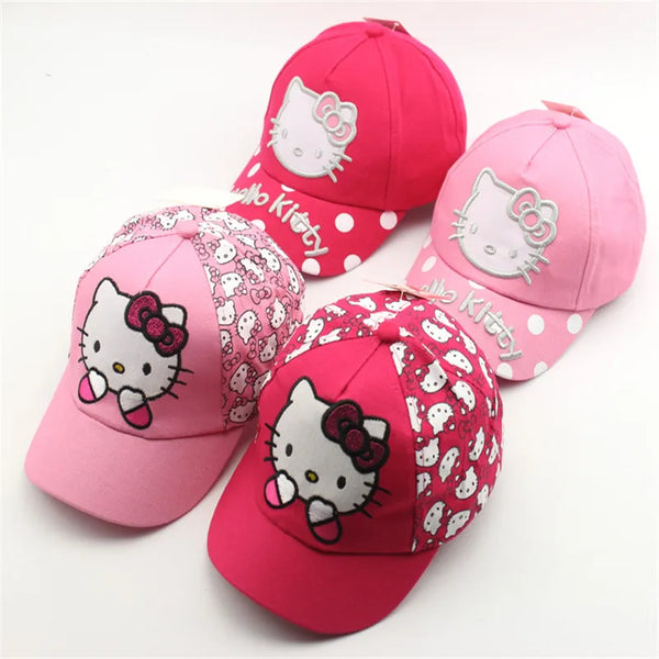 Hand-Embroidered Hello Kitty Baseball Cap for Little Girls