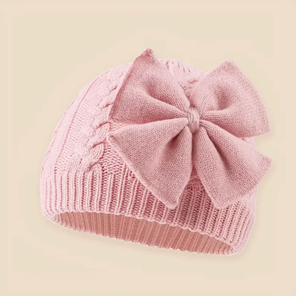 Cutie Boo Cable Knit Baby Beanie with Bow