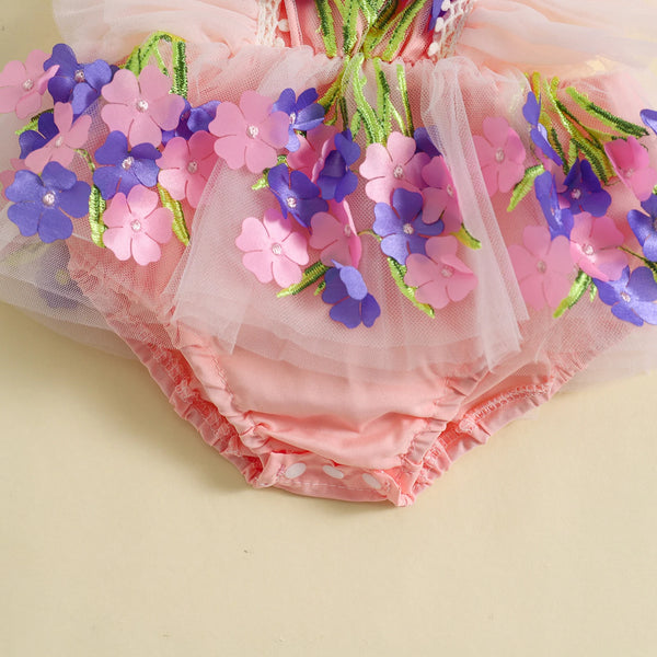 Pretty Bouquet Floral Romper Dress for Baby Girl