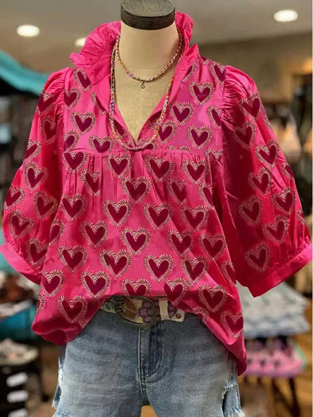 La La Pretty Pink Heart Blouse