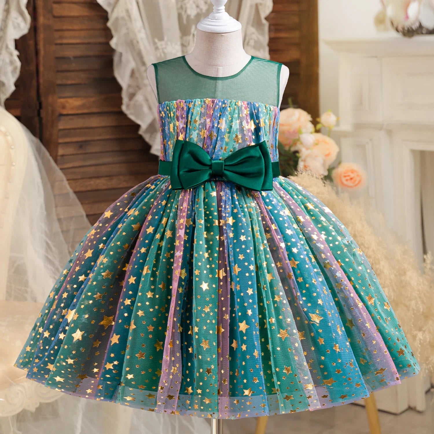 Amaryllis Rainbow & Stars Sparkly Special Occasion Dress