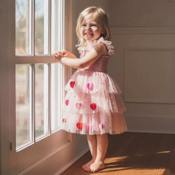 Mirabella Sparkly Hearts Party Dress for Toddler & Little Girls